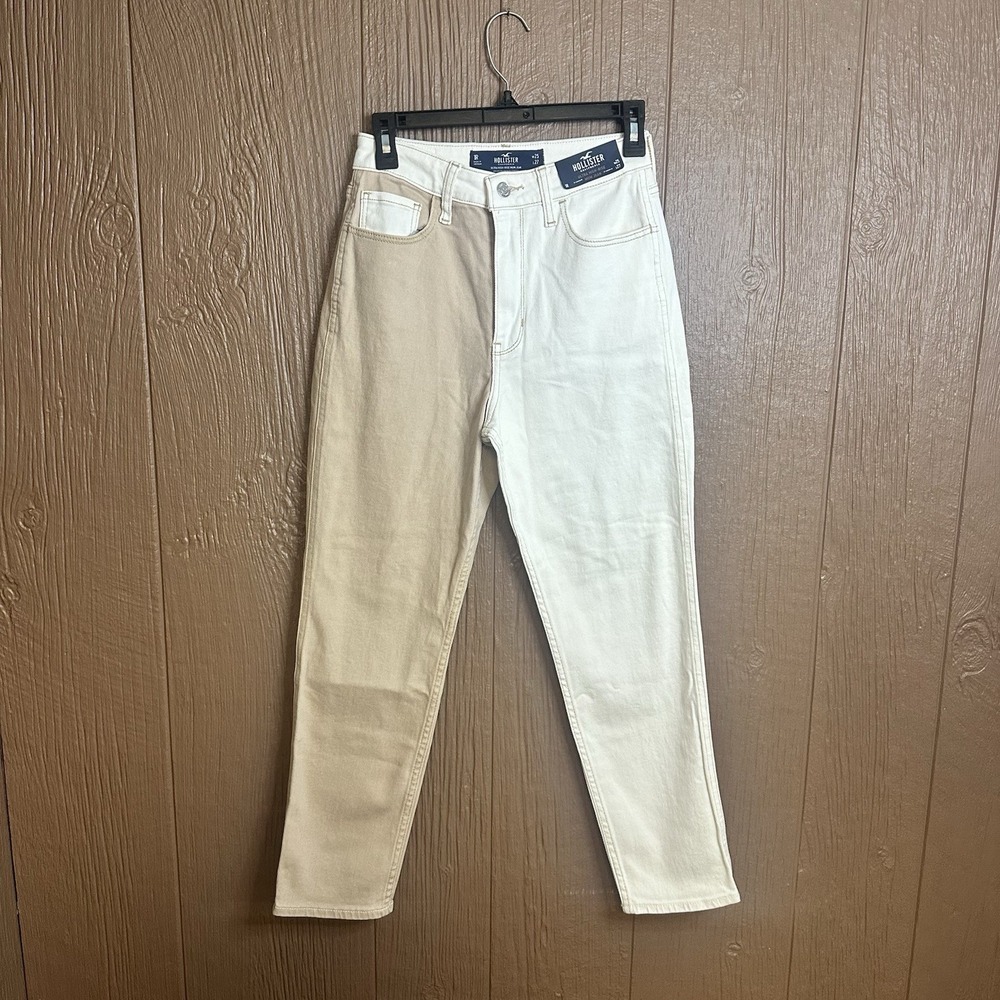 NWT Hollister Ultra High-Rise Two-Tone Mom Jean Vintage Stretch Size 1R Straight